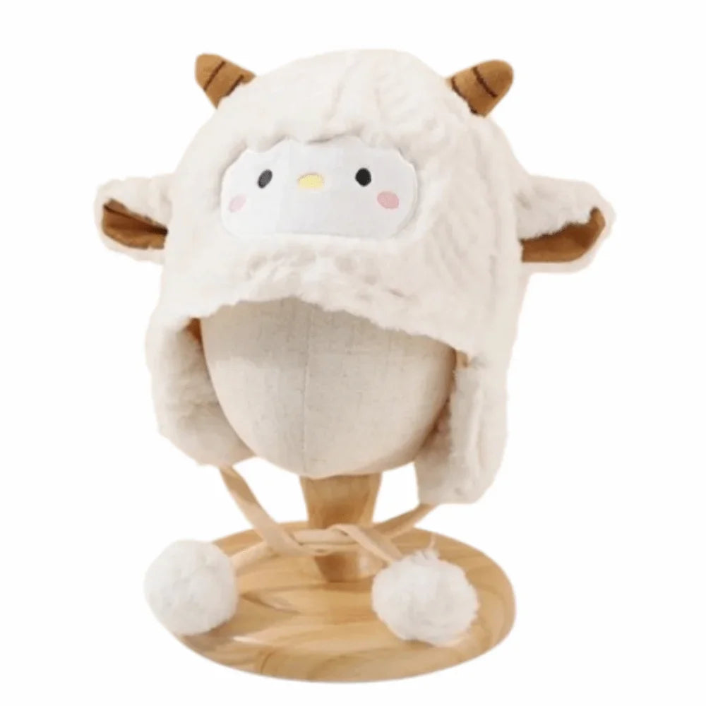 Winter Beanie Hat Kawaii Toddler's Sheep Plush Hat Soft Thickened Cute Sheep Hat Coldproof Breathable Cartoon Beanie Caps Infant