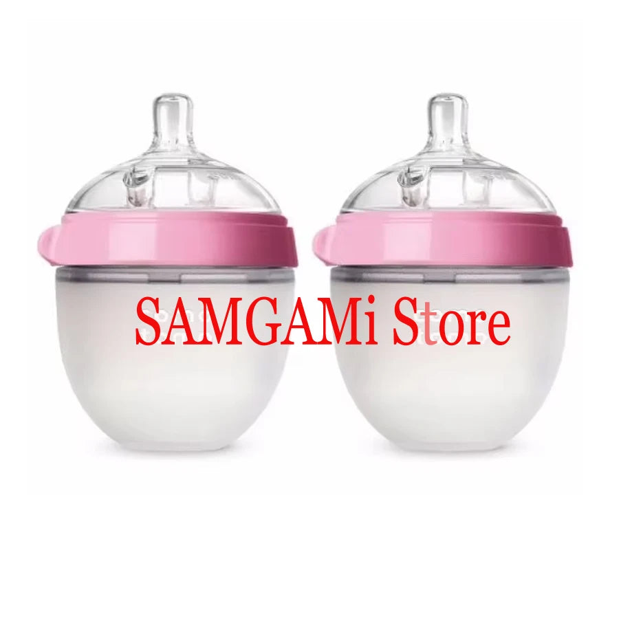 Silicone Baby Bottle Green/Pink 5 oz and 8 oz Baby Bottles 2 Pack BPA free Feeding bottle children kids