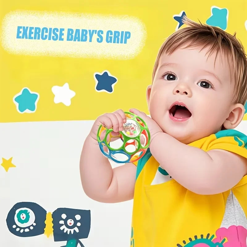 Colorful Baby Grasping Ball Soft Hollow Sensory Teething Toy Easy Grip Hand Catch Play Toy for Newborn Infant Early Development