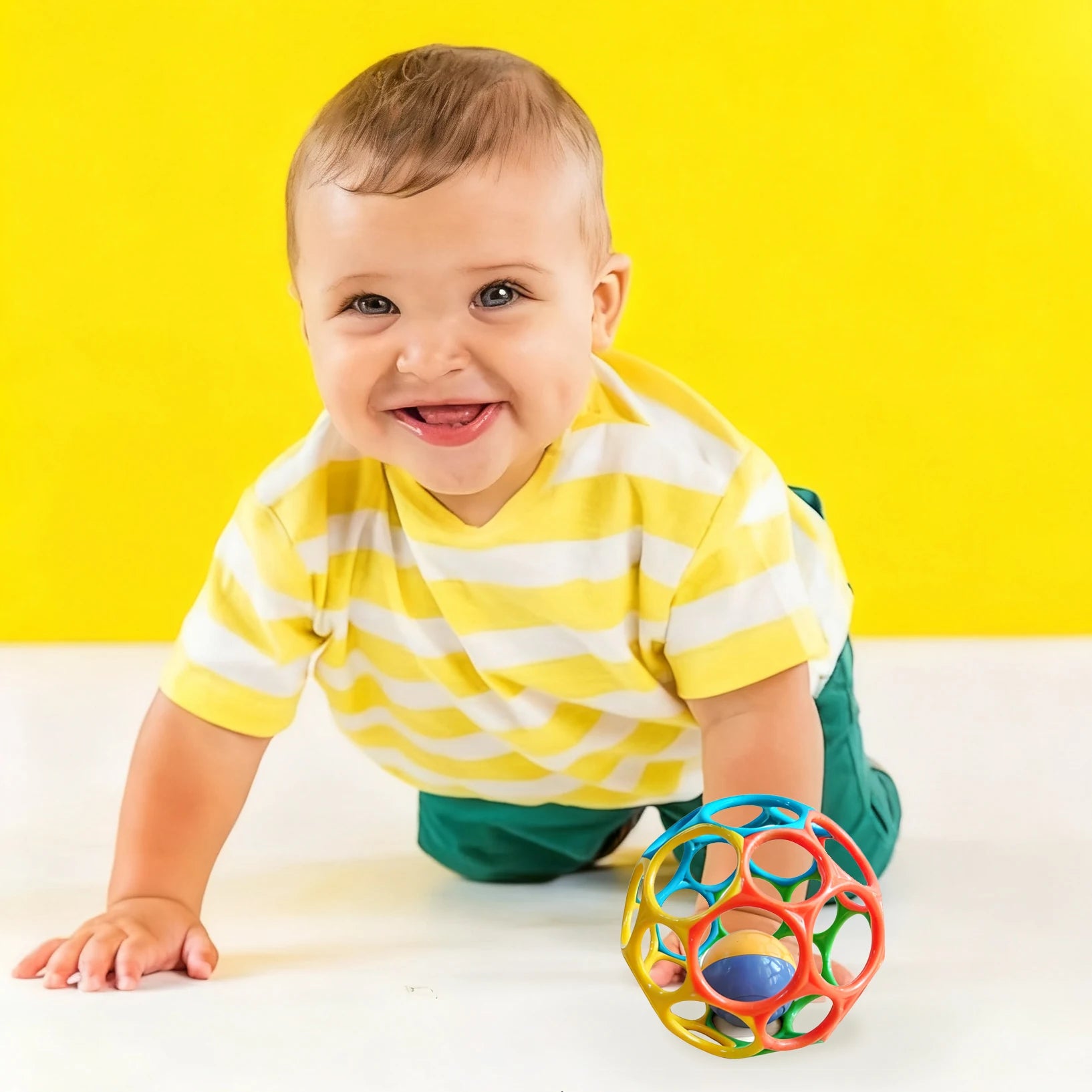 Colorful Baby Grasping Ball Soft Hollow Sensory Teething Toy Easy Grip Hand Catch Play Toy for Newborn Infant Early Development
