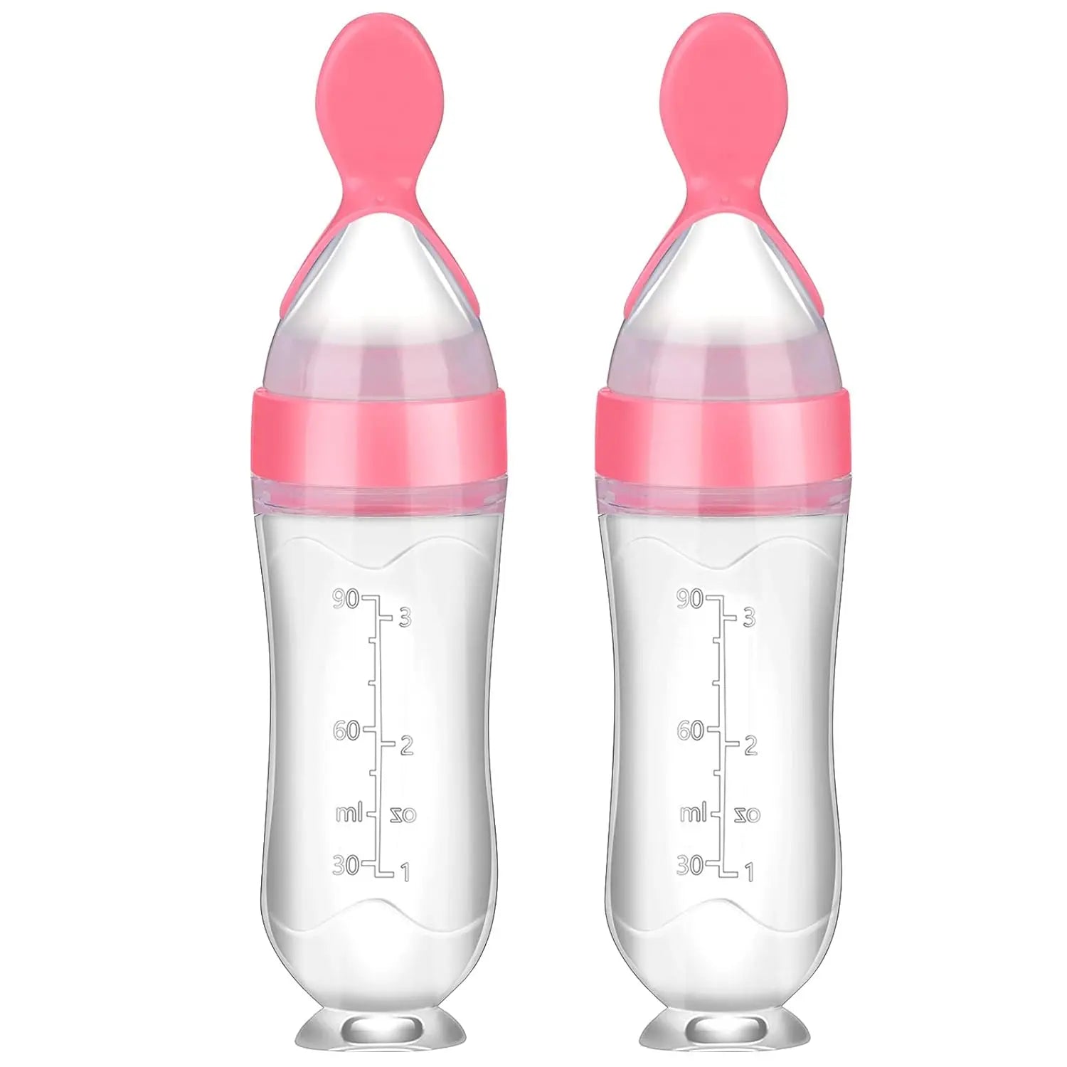 1/2Pcs Baby Food Feeding Spoons Silicone Feeding Bottle with Spoon Suction Cup 90ml Newborn Food Rice Cereal Spoon Tableware