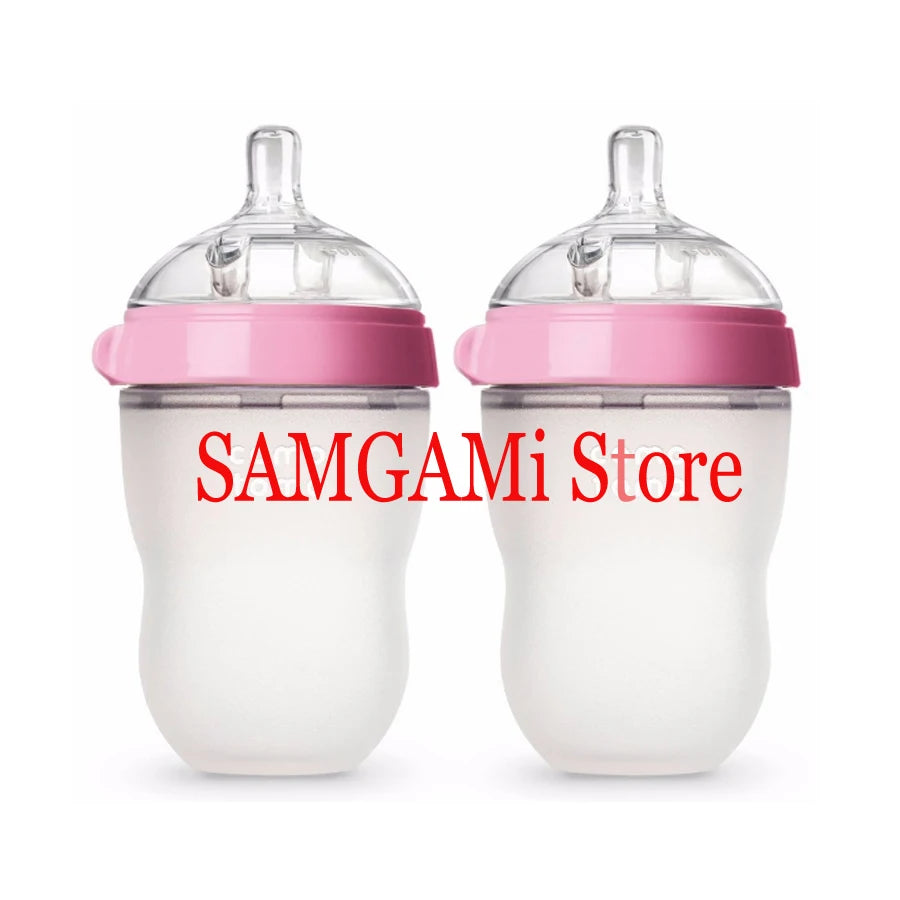 Silicone Baby Bottle Green/Pink 5 oz and 8 oz Baby Bottles 2 Pack BPA free Feeding bottle children kids