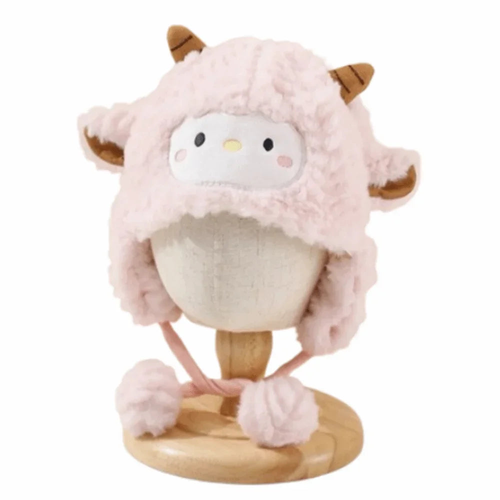 Winter Beanie Hat Kawaii Toddler's Sheep Plush Hat Soft Thickened Cute Sheep Hat Coldproof Breathable Cartoon Beanie Caps Infant