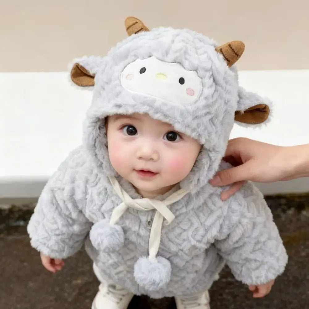 Winter Beanie Hat Kawaii Toddler's Sheep Plush Hat Soft Thickened Cute Sheep Hat Coldproof Breathable Cartoon Beanie Caps Infant