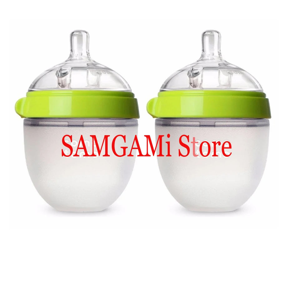 Silicone Baby Bottle Green/Pink 5 oz and 8 oz Baby Bottles 2 Pack BPA free Feeding bottle children kids