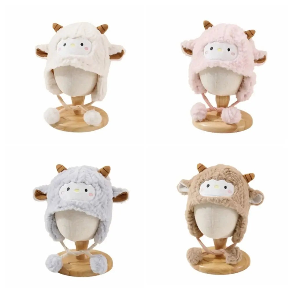 Winter Beanie Hat Kawaii Toddler's Sheep Plush Hat Soft Thickened Cute Sheep Hat Coldproof Breathable Cartoon Beanie Caps Infant