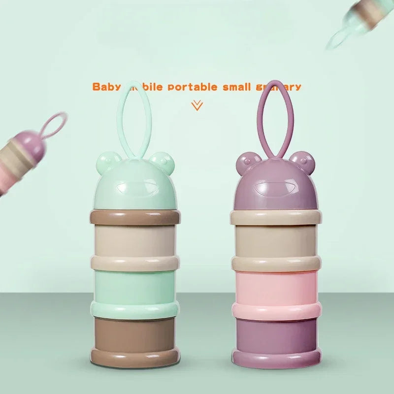 1PC Colourful baby 3-Tier Milk Powder Box Individual Tiered Milk Powder Compartments Children's Portable Rotating Milk Powder Bo