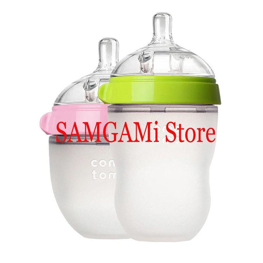 Silicone Baby Bottle Green/Pink 5 oz and 8 oz Baby Bottles 2 Pack BPA free Feeding bottle children kids