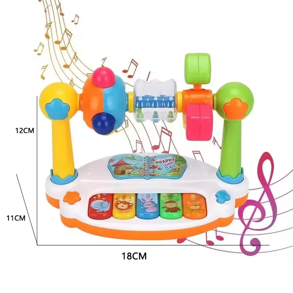 Baby Piano Toys Kids Rotating Music Piano Keyboard With Light Sound, Musical Toys For Toddlers, Early Educational Music Toy