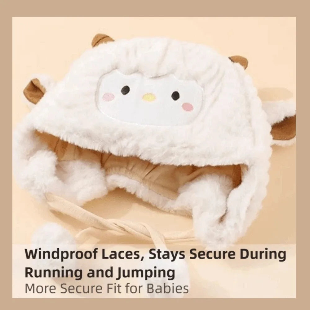 Winter Beanie Hat Kawaii Toddler's Sheep Plush Hat Soft Thickened Cute Sheep Hat Coldproof Breathable Cartoon Beanie Caps Infant