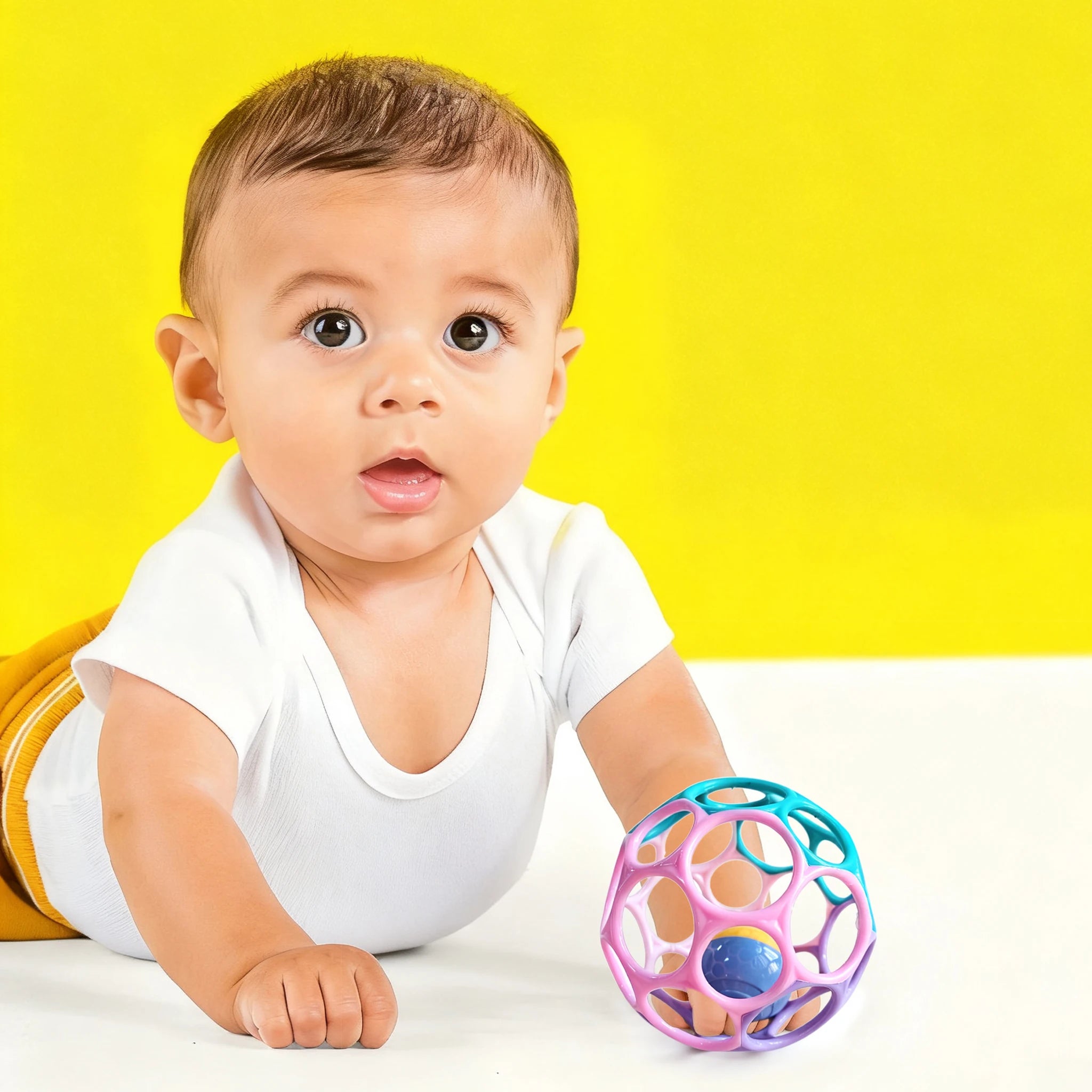Colorful Baby Grasping Ball Soft Hollow Sensory Teething Toy Easy Grip Hand Catch Play Toy for Newborn Infant Early Development