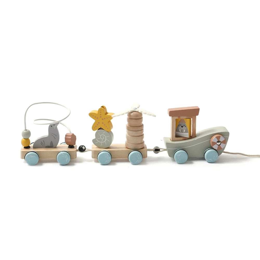 Wooden Train Birthday Toy  Montessori Toys Baby Educational Toys  Wooden Trolley  Baby Learning Toys  Number Of Wood Baby's Toys