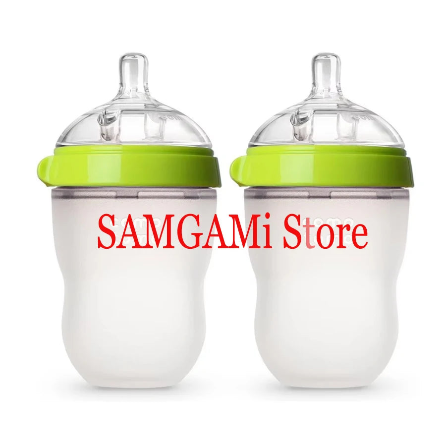 Silicone Baby Bottle Green/Pink 5 oz and 8 oz Baby Bottles 2 Pack BPA free Feeding bottle children kids