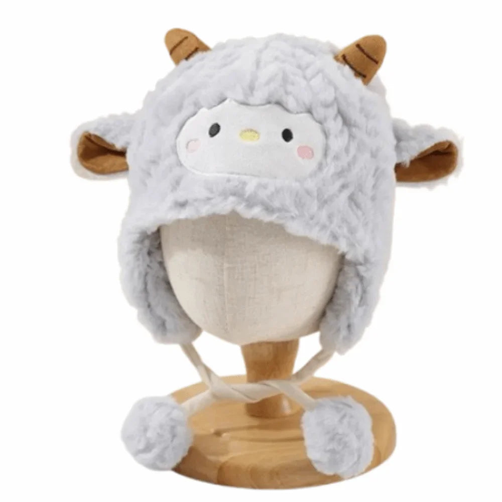 Winter Beanie Hat Kawaii Toddler's Sheep Plush Hat Soft Thickened Cute Sheep Hat Coldproof Breathable Cartoon Beanie Caps Infant