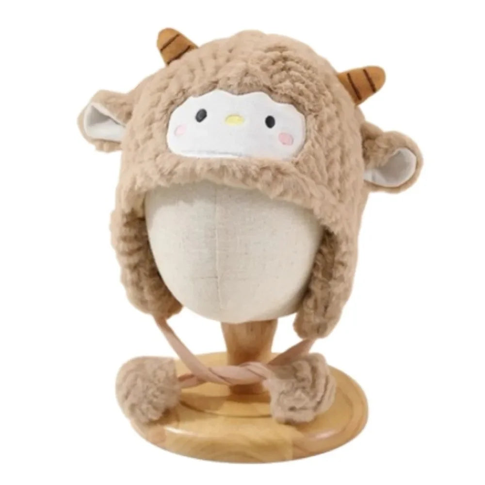 Winter Beanie Hat Kawaii Toddler's Sheep Plush Hat Soft Thickened Cute Sheep Hat Coldproof Breathable Cartoon Beanie Caps Infant