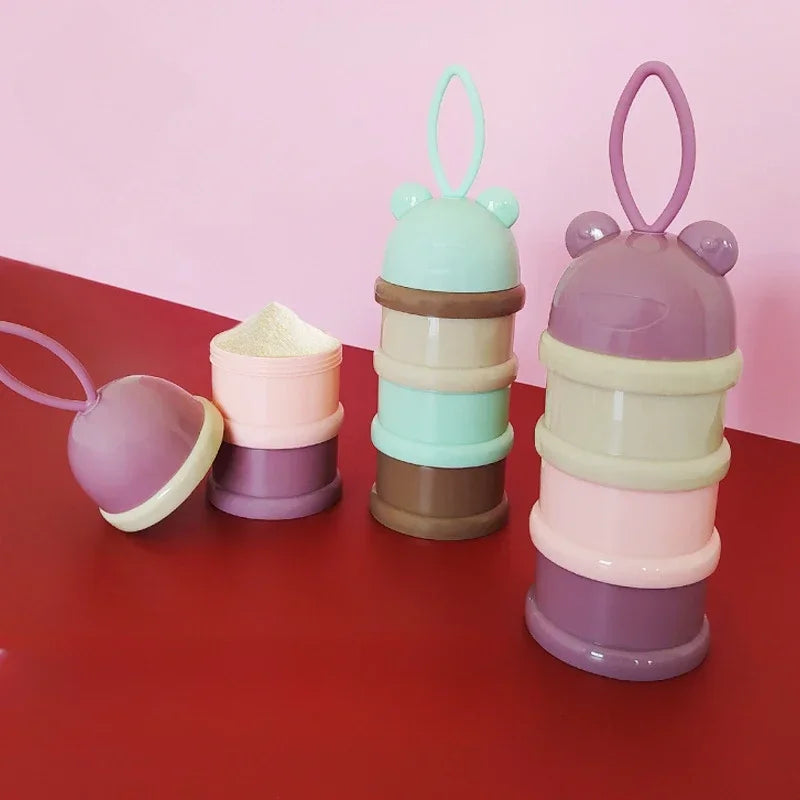 1PC Colourful baby 3-Tier Milk Powder Box Individual Tiered Milk Powder Compartments Children's Portable Rotating Milk Powder Bo