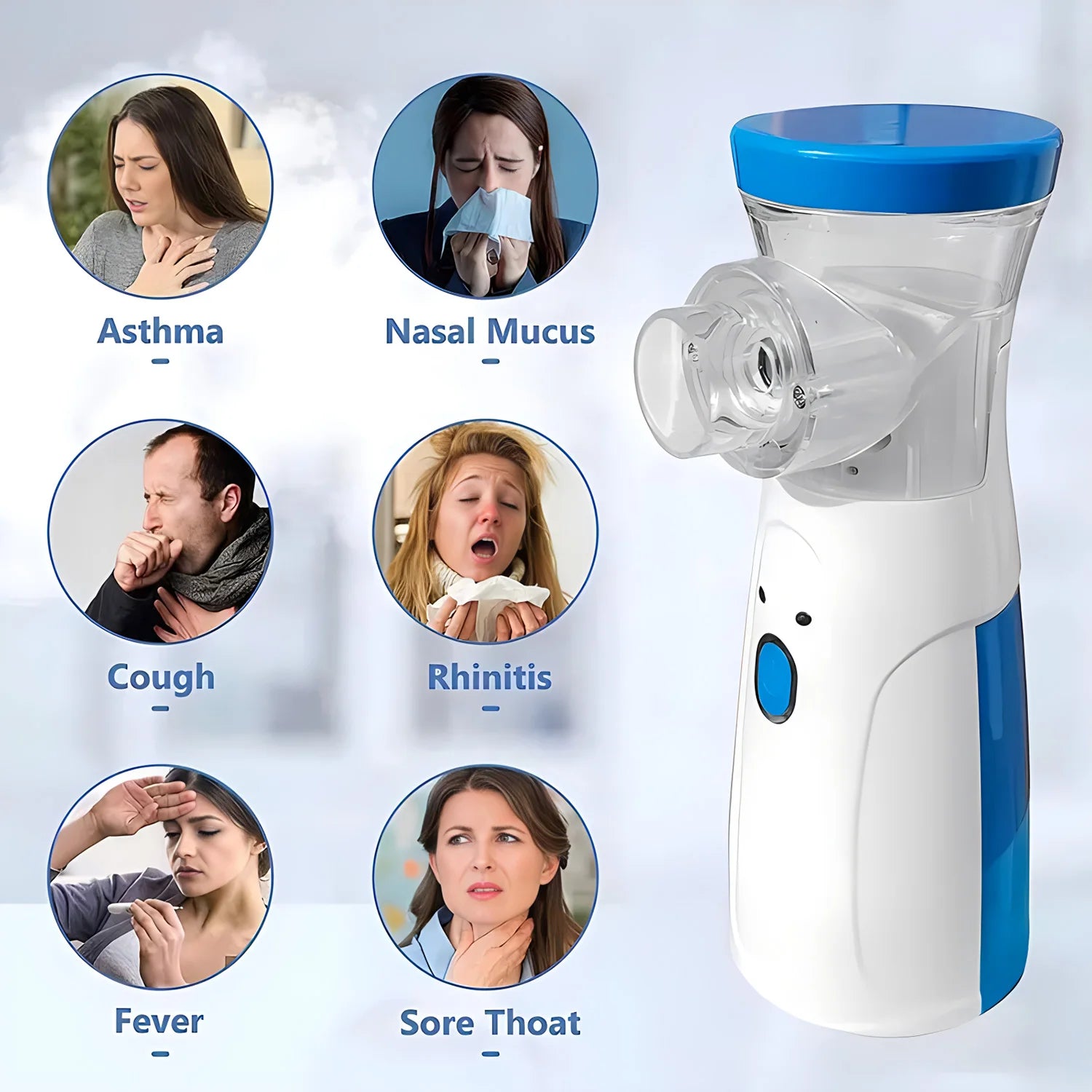 Portable Mesh Nebulizer for Humans & Animals – Silent Ultrasonic Inhaler for Kids, Adults, Pets and Vet Use