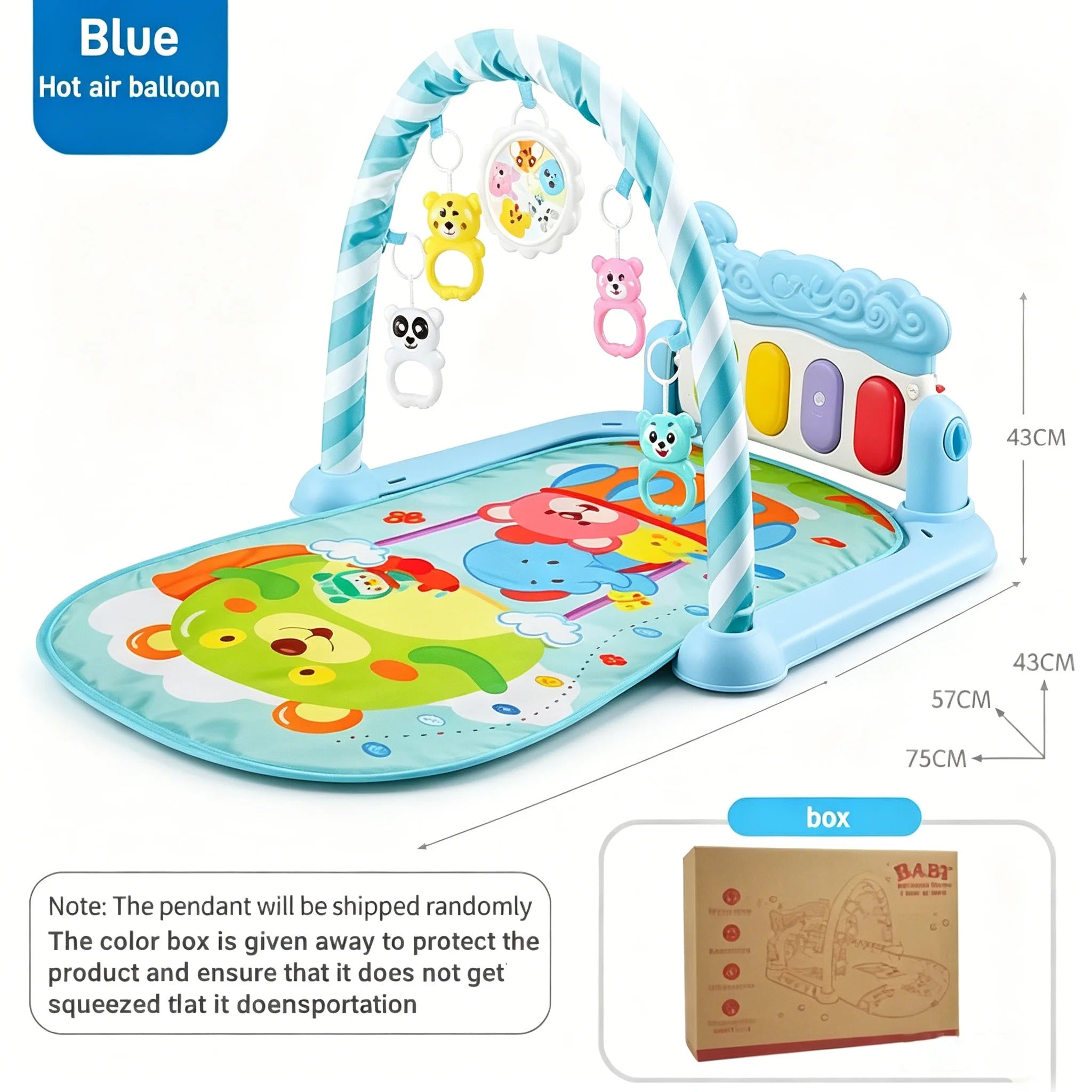 Baby Play Gym 3 in 1 Tummy Time with Hanging Toys Music and Lights Foldable Soft Sensory Playmat for Newborn Infants 0‑12 Months